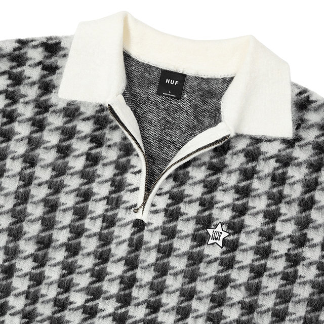 HUF ONE STAR HOUNDSTOOTH POLO SWEATER ニットセーター(2色展開)