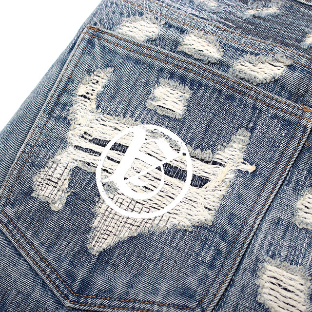 A GOOD BAD INFLUENCE REPAIRED SUPER WIDE DENIM PANTS デニム