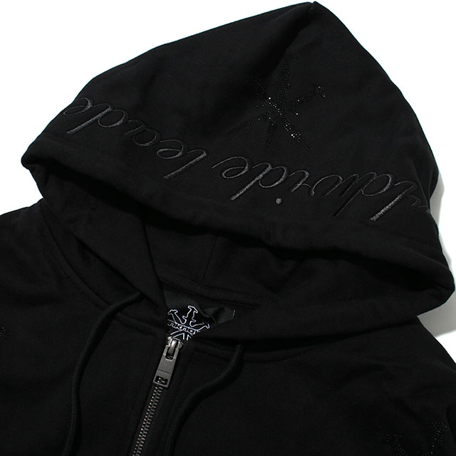 UNKNOWN BLACK  BLACK DAGGER RHINESTONE ZIP UP HOODIE ジップアップフーディー
