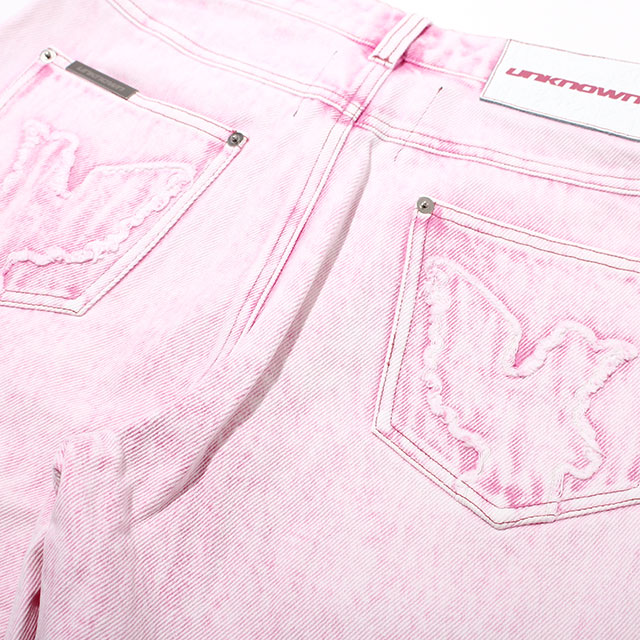 UNKNOWN WASHED ANGEL GRAPHIC DENIM PANTS デニムパンツ (2色展開)