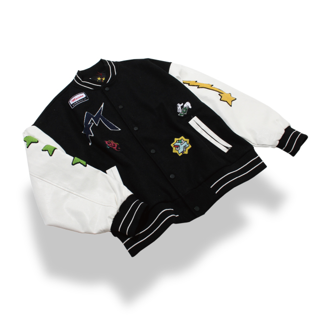 MAISON EMERALD X DUGOUT STAR EMBROIDERY BASEBALL JACKET BLACK メゾンエメラルド  ダグアウト 別注 スタジャン スタジアムジャケット