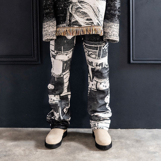 A GOOD BAD INFLUENCE JACQUARD FLAIR PANTS フレアパンツ